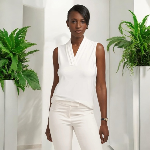 Anne Klein Harmony Pleat Neck Shell Top - Picture 2 of 16